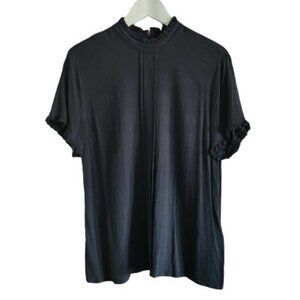 Simons Twik black high collar ruffled blouse